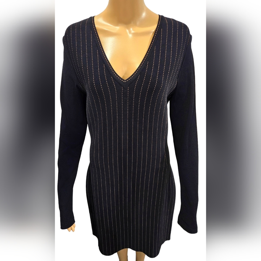 Marc Cain Black and White Striped Midi Dress - Picture 7 of 12